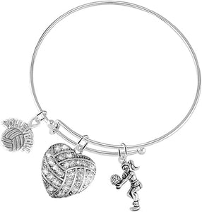 Crystal Heart Volleyball, Adjustable, Safe-Hypoallergenic, Nickel, Lead and Cadmium Free