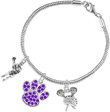 Lacrosse Jewelry, Purple Crystal Paw Jewelry, Hypoallergenic Safe-Nickel, Lead and Cadmium Free!