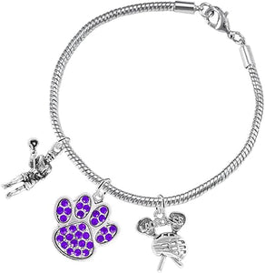 Lacrosse Jewelry, Purple Crystal Paw Jewelry, Hypoallergenic Safe-Nickel, Lead and Cadmium Free!