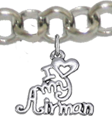 Air Force, I Love My Airman, Adjustable Bracelet Hypoallergenic, Safe-Nickel, Lead, Cadmium Free