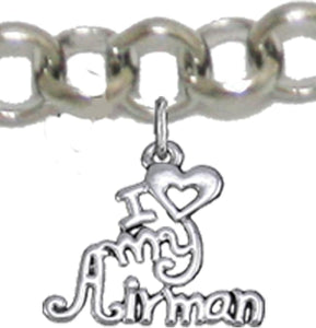 Air Force, I Love My Airman, Adjustable Bracelet Hypoallergenic, Safe-Nickel, Lead, Cadmium Free