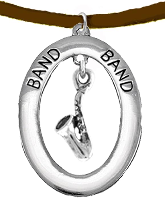 Band Saxophone Player, Hypoallergenic Adjustable Necklace, Safe-Nickel, Lead and Cadmium Free