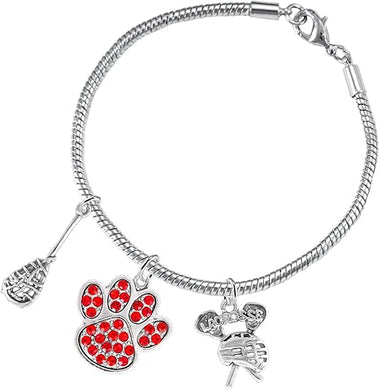 Lacrosse Jewelry, Red Crystal Paw Jewelry, Hypoallergenic Safe-Nickel, Lead and Cadmium Free!