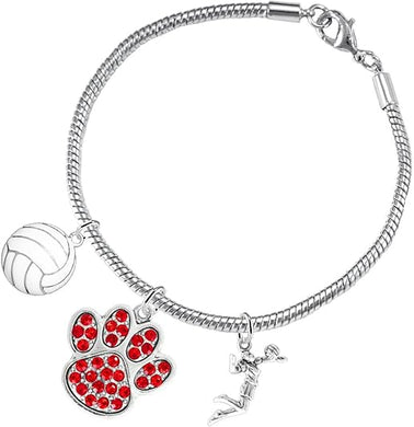 Red Crystal Paw Volleyball, Adjustable, Safe-Hypoallergenic, Nickel, Lead and Cadmium Free