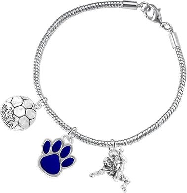 The, Soccer Jewelry Blue Paw Hypoallergenic Adjustable, Safe-Nickel, Lead Free