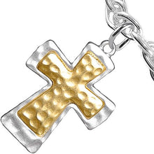 Two Tone Matt Gold and Silver Christian Cross Bracelet, Adjustable, Hypoallergenic, Safe-Nickel, Lead, and Cadmium Free