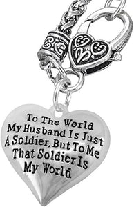 Army Wife, My Husband is My World, Hypoallergenic, Safe-Nickel, Lead, Cadmium Free