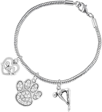 Swimming 3 Charm Clear Crystal Paw Bracelet Hypoallergenic, Safe-Nickel, Lead & Cadmium Free!