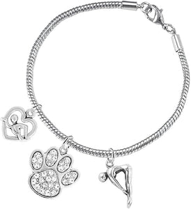 Swimming 3 Charm Clear Crystal Paw Bracelet Hypoallergenic, Safe-Nickel, Lead & Cadmium Free!