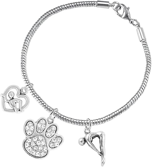Swimming 3 Charm Clear Crystal Paw Bracelet Hypoallergenic, Safe-Nickel, Lead & Cadmium Free!