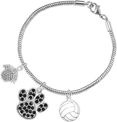 Black Crystal Paw Volleyball, Adjustable, Safe-Hypoallergenic, Nickel, Lead Free