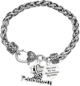 Policeman's, I Love My Policeman, My Love, My Joy, Antique Wheat Chain Bracelet, Hypoallergenic, Safe-Nickel, Lead, Free
