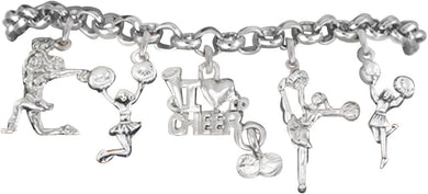 Cheerleader 5 Charm Bracelet, Safe-Hypoallergenic, Nickel Free