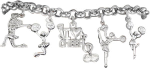 Cheerleader 5 Charm Bracelet, Safe-Hypoallergenic, Nickel Free