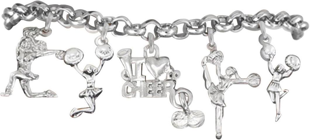 Cheerleader 5 Charm Bracelet, Safe-Hypoallergenic, Nickel Free