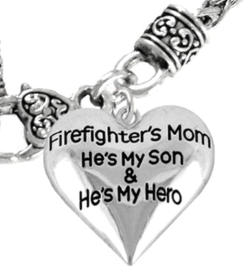 Firefighter, My Son is My Hero Chain Necklace, Hypoallergenic, Safe-Nickel, Lead, Cadmium Free