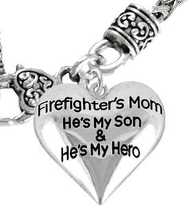Firefighter, My Son is My Hero Chain Necklace, Hypoallergenic, Safe-Nickel, Lead, Cadmium Free