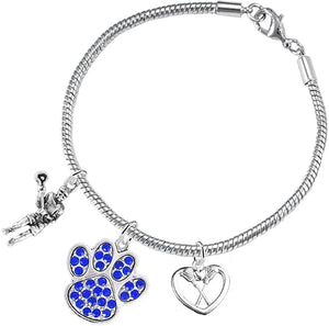 Lacrosse Jewelry, Blue Crystal Paw Jewelry, Hypoallergenic Safe-Nickel, Lead and Cadmium Free!