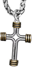 Two Tone Matt Gold and Pewter Cross Necklace Hypoallergenic, Safe-Nickel, Lead, and Cadmium Free