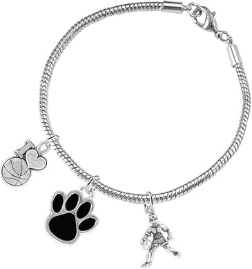 Black Paw Basketball Jewelry, Adjustable, Safe-Hypoallergenic, Nickel, Lead Free