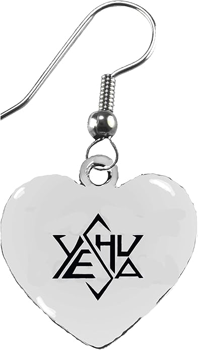 Messianic, Yeshua (Jesus In Hebrew) Stylized In The Shape Of A Star Of David.On A Beautiful Heart Earring On Surgical Steel Fishhook Wire.Hypoallergenic-Safe ©2022, Large, Silver, Carnelian