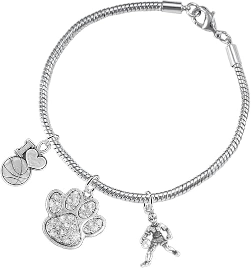 Crystal Paw Basketball Jewelry, Adjustable, Safe-Hypoallergenic, Nickel, Lead Free