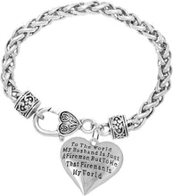 My Firefighter is My World, Wife Bracelet, Hypoallergenic, Safe-Nickel, Lead, Cadmium Free