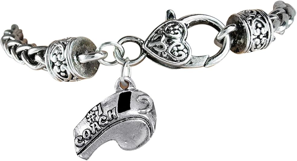 #1 Coach Whistle Charm Bracelet Hypoallergenic, Adjustable Safe-Nickel, Lead & Cadmium Free!