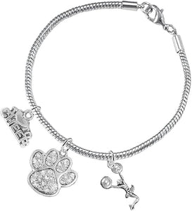 Paw Crystal Cheer 3 Charm Bracelet Safe-Hypoallergenic, Nickel, Lead and Cadmium Free