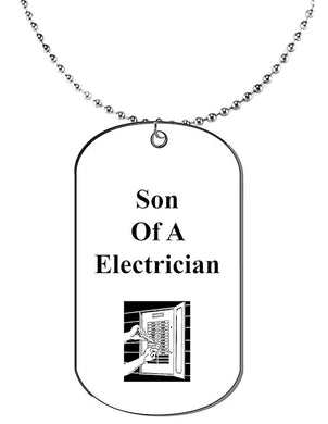 Son Of A Electrician, Dog Tag On A Ball Chain Necklace. 18 Inches. What A Great Gift For Yourself, Or Somebody Special. As A Gift No Worry About What Size They Wear. It Is Adjustable.