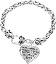 Marine Mom, My Son, is My World Bracelet, Hypoallergenic, Safe- Nickel, Lead and Cadmium Free
