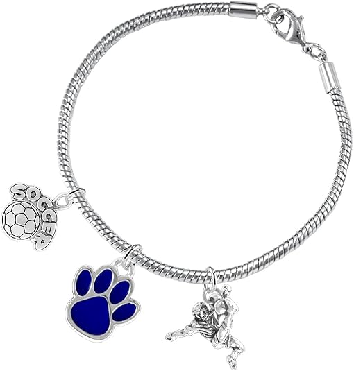 The, Soccer Jewelry Blue Paw Hypoallergenic Adjustable, Safe-Nickel, Lead Free