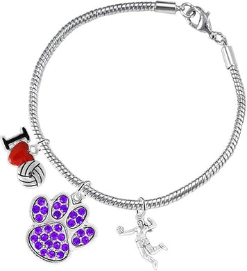 Purple Crystal Paw Volleyball, Adjustable, Safe-Hypoallergenic, Nickel, Lead Free
