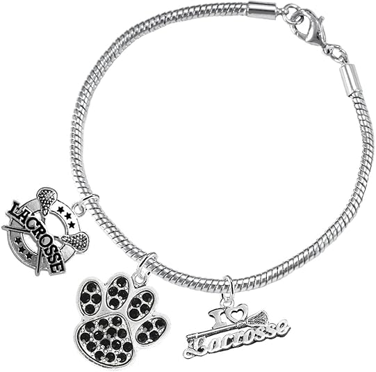 Lacrosse Jewelry, Black Crystal Paw Jewelry, Hypoallergenic Safe-Nickel, Lead and Cadmium Free!