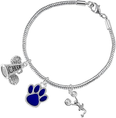 Blue Paw Cheer 3 Charm Bracelet Safe-Hypoallergenic, Nickel, Lead and Cadmium Free
