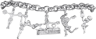 Cheerleader 5 Charm Bracelet, Safe-Hypoallergenic, Nickel Free