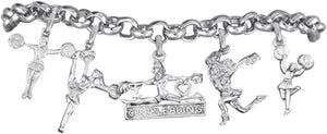 Cheerleader 5 Charm Bracelet, Safe-Hypoallergenic, Nickel Free