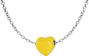 Very Small High Polished Gold Heart, 3/8ths Inch, European Designed Charm, On A STERLING SILVER Necklace, Solid .925 Sterling, Not Plated Or Coated. Cable Chain Necklace, Charm-Nickel, Lead, Cadmium Free