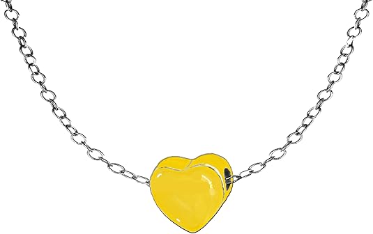 Very Small High Polished Gold Heart, 3/8ths Inch, European Designed Charm, On A STERLING SILVER Necklace, Solid .925 Sterling, Not Plated Or Coated. Cable Chain Necklace, Charm-Nickel, Lead, Cadmium Free
