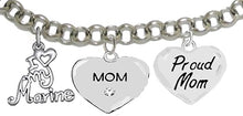 Proud Marine Mom Heart Bracelet, Hypoallergenic, Will NOT Irritate Anyone with Sensitive Skin. Safe- Nickel, Lead and Cadmium Free