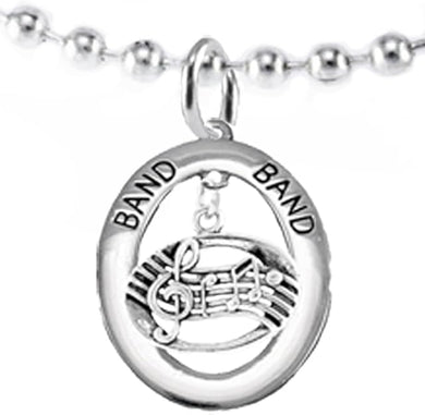 Band Music Notes Hypoallergenic Adjustable Necklace, Safe-Nickel, Lead Free