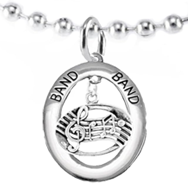 Band Music Notes Hypoallergenic Adjustable Necklace, Safe-Nickel, Lead Free