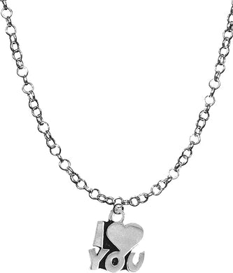 I Love You, Message, I Love You Heart Jewelry, Endearment Jewelry, I Love You Jewelry, Adjustable 14-21 Inch Rolo Chain Necklace, Nickel, Lead, And Cadmium Free-Hypoallergenic