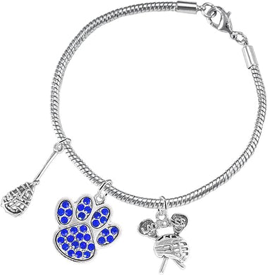 Lacrosse Jewelry, Blue Crystal Paw Jewelry, Hypoallergenic Safe-Nickel, Lead and Cadmium Free!