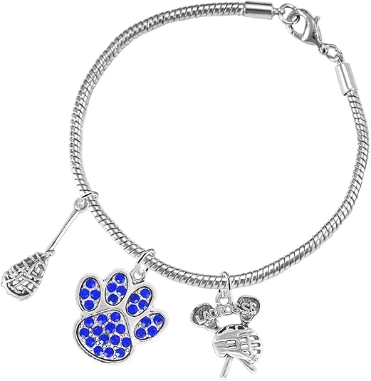 Lacrosse Jewelry, Blue Crystal Paw Jewelry, Hypoallergenic Safe-Nickel, Lead and Cadmium Free!