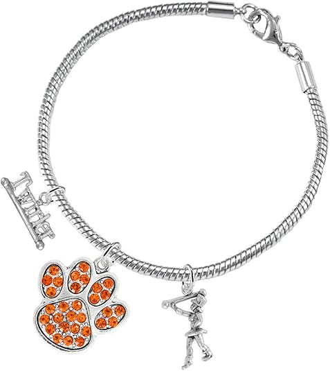 The, Majorette Jewelry Orange Crystal Paw Hypoallergenic Adjustable, Safe-Nickel, Lead Free