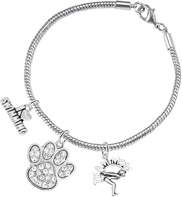Swimming 3 Charm Clear Crystal Paw Bracelet Hypoallergenic, Safe-Nickel, Lead & Cadmium Free!
