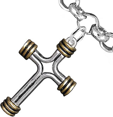 Cross Two Tone Matt Gold-Pewter Bracelet Hypoallergenic, Safe-Nickel, Lead, and Cadmium Free
