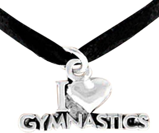 I Love Gymnastics Necklace, Adjustable, Hypoallergenic, Nickel, Lead & Cadmium Free!