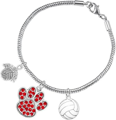 Red Crystal Paw Volleyball, Adjustable, Safe-Hypoallergenic, Nickel, Lead and Cadmium Free